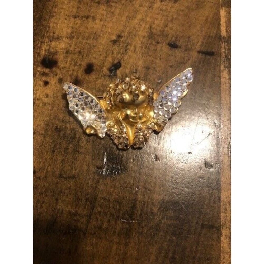 VINTAGE CIRCA 1980'a ERA GORGEOUS RARE FIORUCCI GP ANGEL SWAROVSKI BROOCH